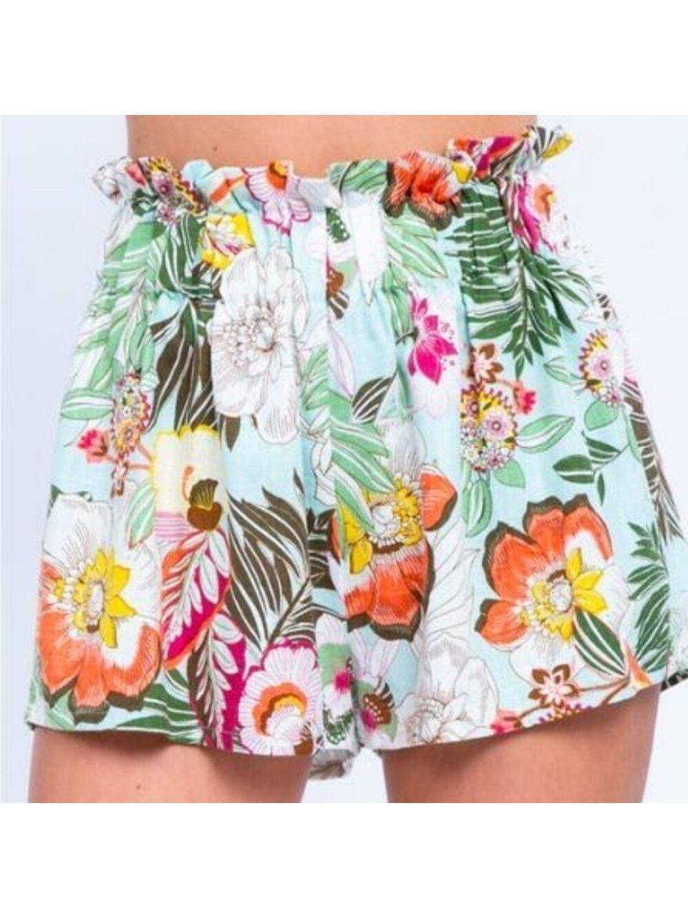 Skylar and Madison Linen Blend Paper Bag Waist High Rise Shorts Size S Beach EUC